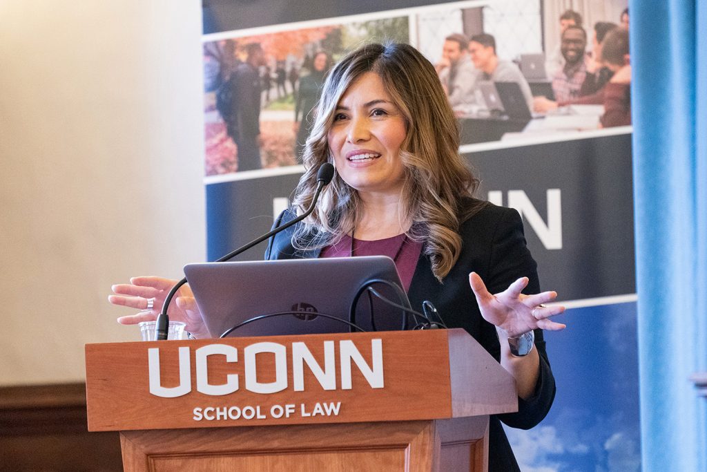 Ethel Branch, attorney general of the Navajo Nation, speaking at UConn School of Law
