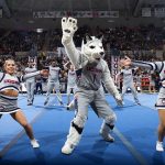 The Husky Mascot joins in the fun. (Stephen Slade '89 (SFA) for UConn)