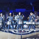 Drummers from the UConn Drumline drum up support among the fans on First Night. (Stephen Slade '89 (SFA) for UConn)