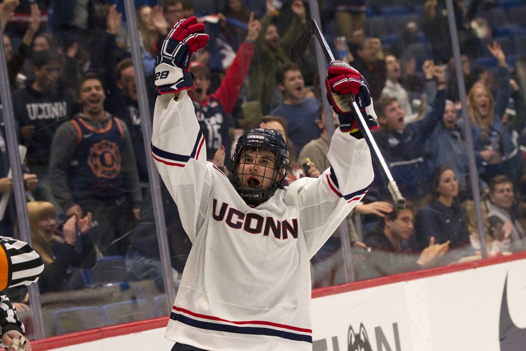 Karl El-Mir '19 follows an intense schedule on and off the ice - and it pays off. (Athletic Communications Photo)