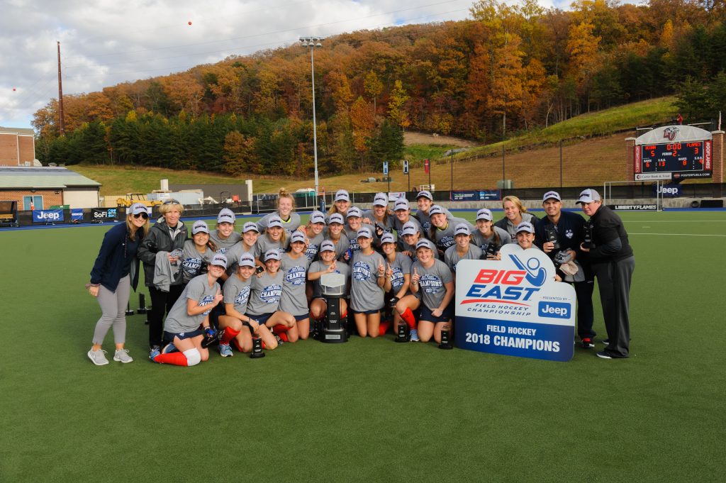Liberty hosts UConn in the Big East Field Hockey Championship game on November 4, 2018. (Photo by Joel Coleman)