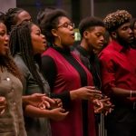 Members of the Voices of Freedom gospel choir perform under the direction of the Rev. Lisa Clayton. (Lucas Voghell ’20 (CLAS)/UConn Photo)