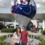 Nicole Wagner '07 (CLAS), '13 Ph.D. and Jordan Greco '10 (CLAS), '15 Ph.D. of UConn startup LambdaVision are at the Kennedy Space Center in Florida this week preparing for the launch of their research project into space. (Courtesy of LambdaVision)