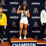 Divine Oladipo earned gold in shot put. (Ben Solomon/AAC Photo)