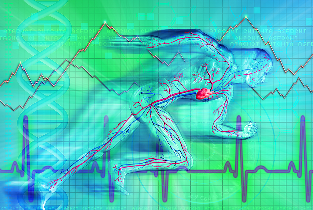 Illustrative representation showing heartbeat graph of a man