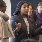 Alleyha Dannett ’19 (CLAS) talks about the experience of food insecurity at a roundtable on Feb. 11. (Sean Flynn/UConn Photo)