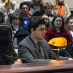 Graduate student and entrepreneur Armin Rad Tahmasbi testifies before the Appropriations Committee of the Connecticut General Assembly on March 7. (Ariel Dowski for UConn)