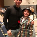 George Kutrubis and Maddox, after a performance of Guys & Dolls at Glastonbury High School. When pain in his legs prevented Maddox from playing sports, he found an alternative niche in the Drama Club, earning a part in the school’s spring production. (Photo by Sherry Bruening)