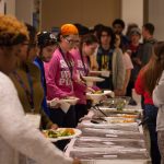 All participants were fed at multiple points throughout the night and into the day. This is the first dinner that was served. (Lucas Voghell ’20 (CLAS)/UConn Photo)