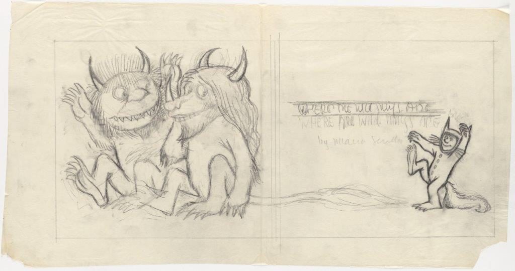 Preliminary drawing of title page for ‘Where the Wild Things Are’ (New York: Harper & Row, 1963), 26:7. (The Maurice Sendak Collection)