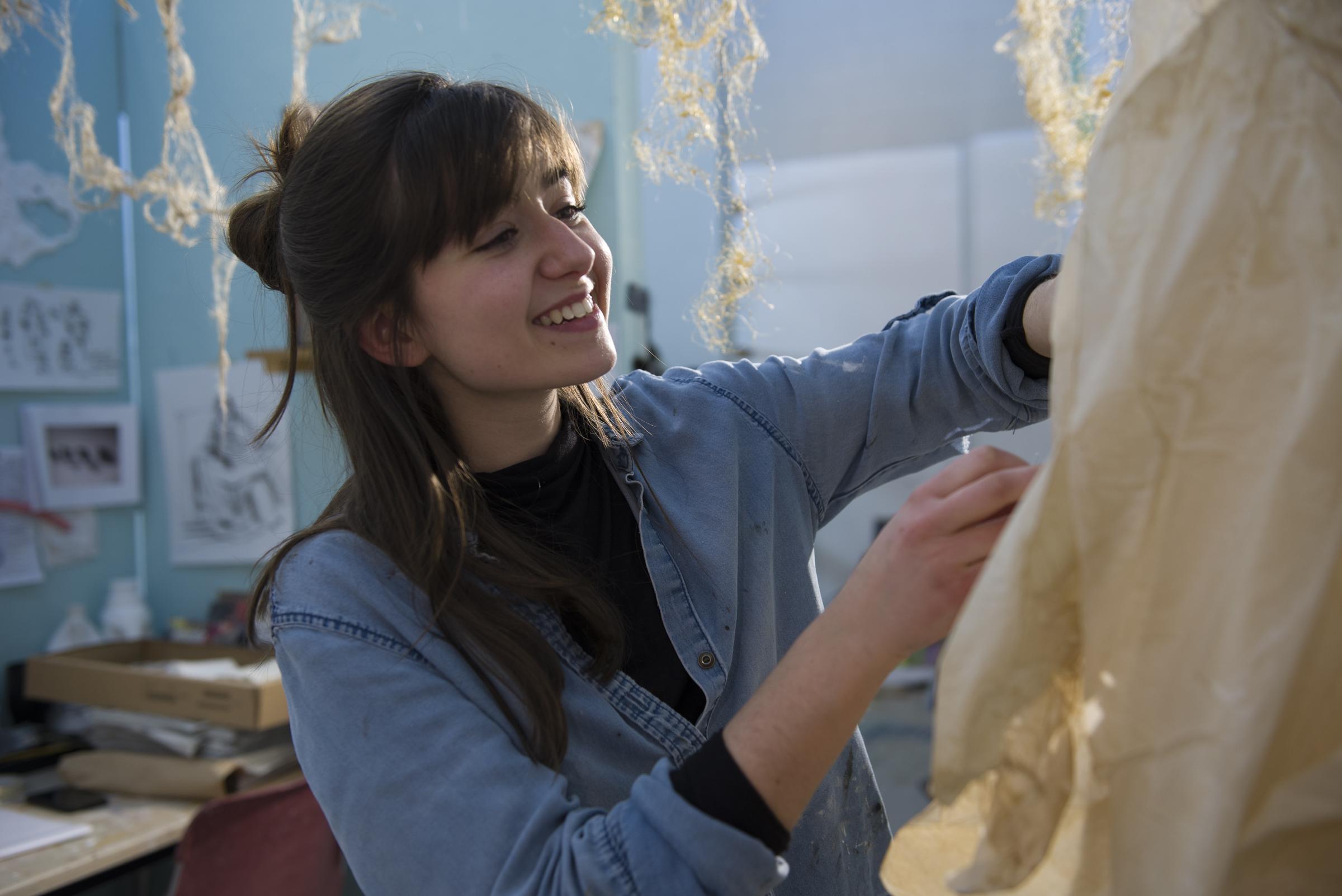 Isabella Saracena, SFA '19, is researching forgotten women artists from the past and recognizing their contribution through her own original works. (Tiffany Taylor/UConn Photo)