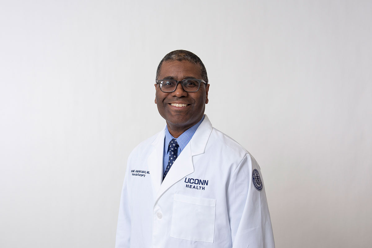 Dr. Kwame Amankwah, UConn Health chief of vascular and endovascular surgery. (Kristin Wallace/UConn Health Photo)