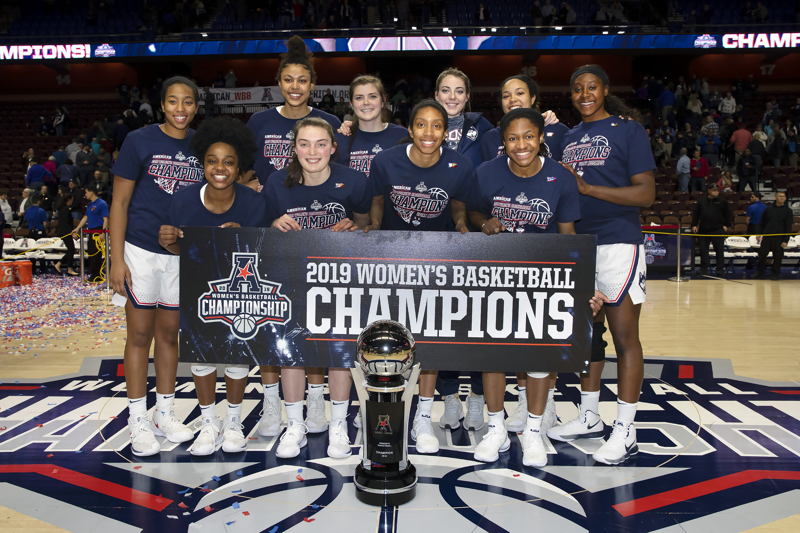 The Huskies defeated UCF 66-45 for their sixth consecutive conference championship. (Stephen Slade '89 (SFA) for UConn)