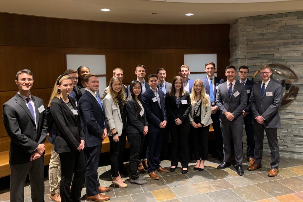 Second year students from UConn’s School of Business pose during their visit to Prdential for the yearly Immersion Bootcamp, where students have an opportunity to fine tune skills in a real-time environment. (Contributed Photo)