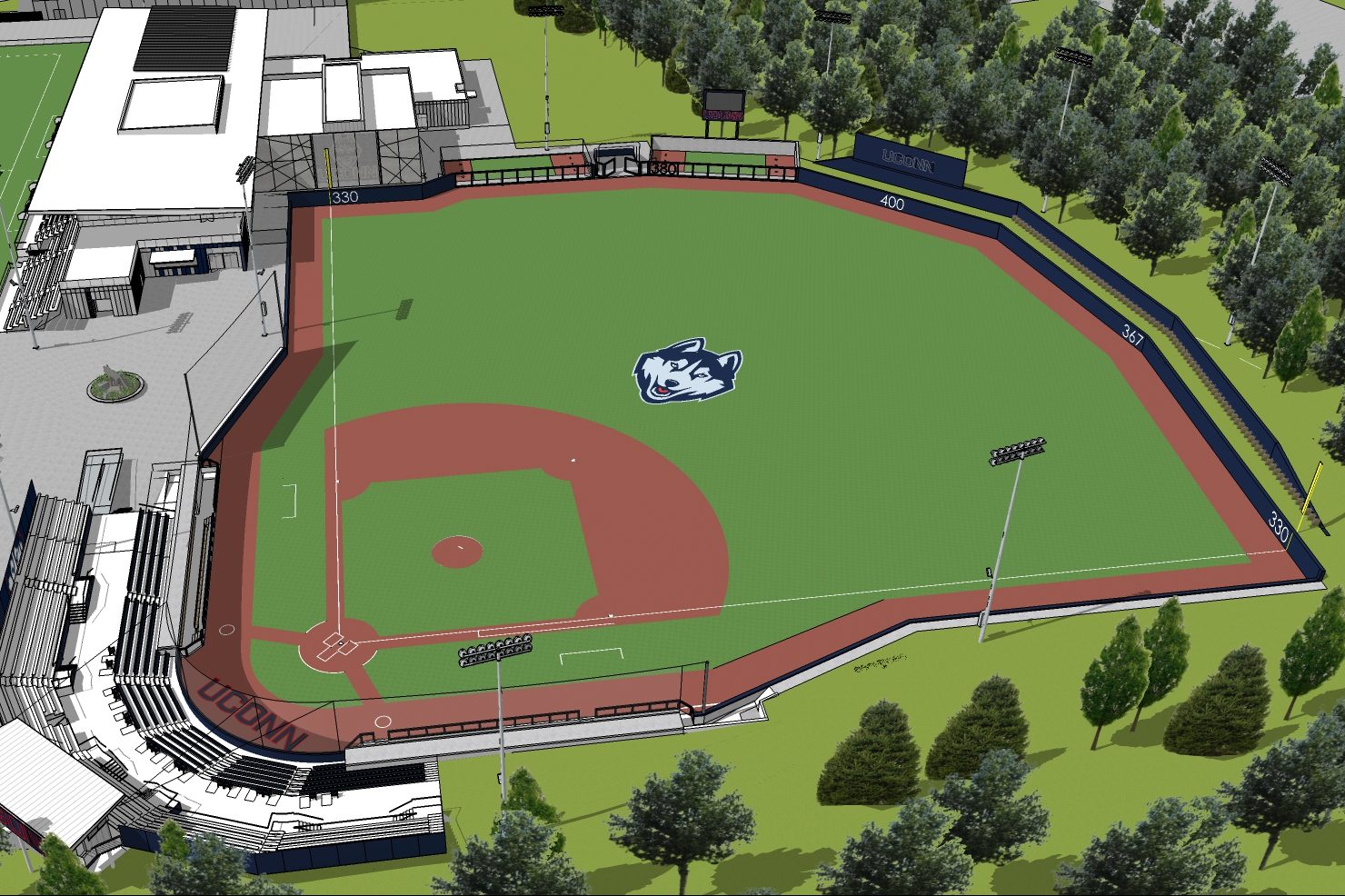 A design of the Elliot Ballpark, the new 1,500-seat facility scheduled to open in the spring of 2020.