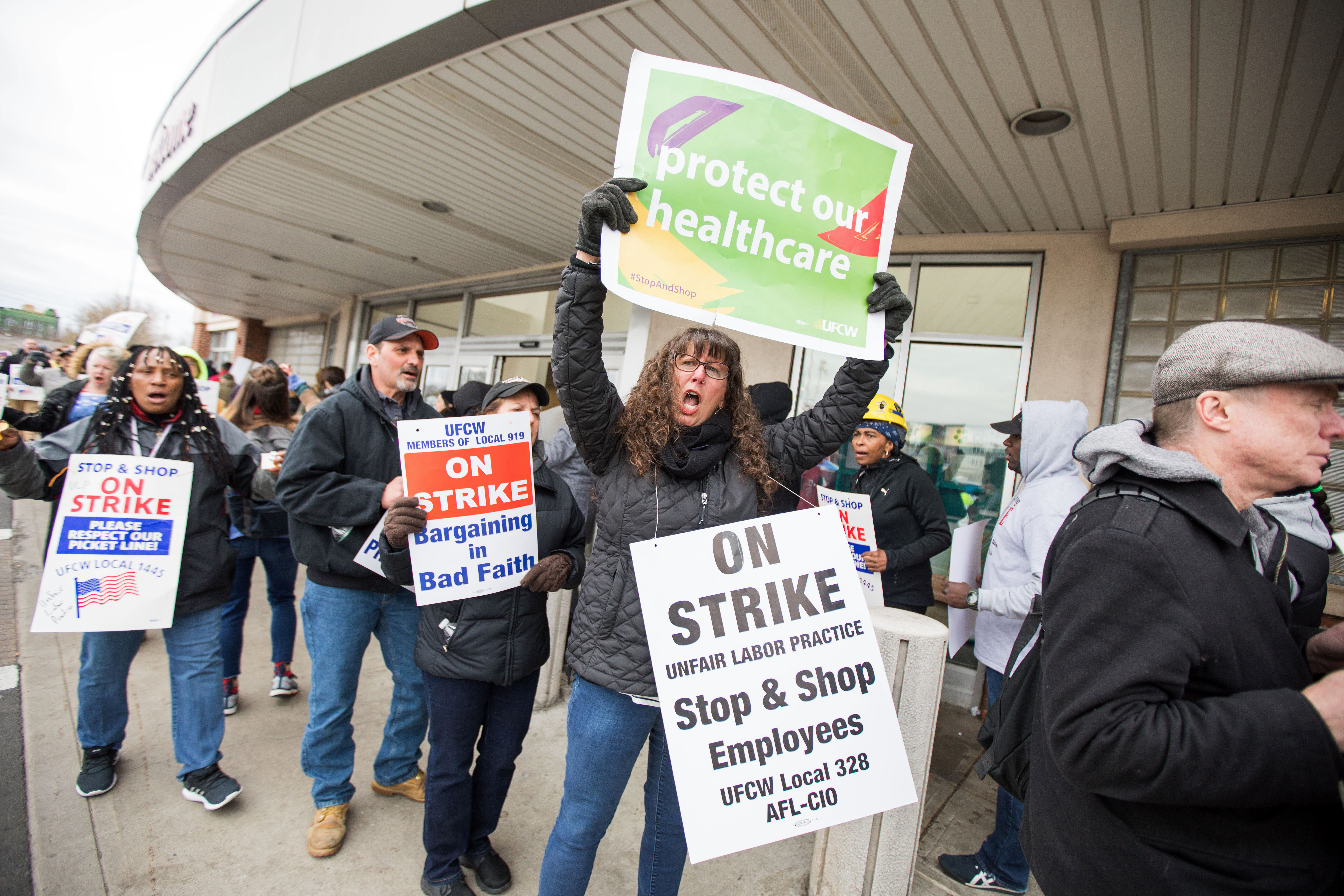Thousands of unionized Stop & Shop workers across New England walked off the job early this month, leading to an 11-day strike. (Scott Eisen/Getty Images)
