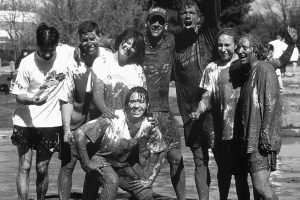 Students reveled during Oozeball in 1997, one of the officially sanctioned events of University Weekend. (Peter Morenus/UConn File Photo)
