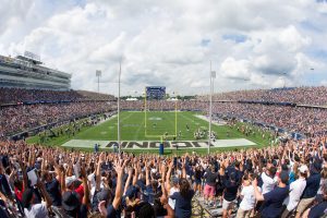 A UConn Football home game at Pratt & Whitney Stadium at Rentschler Field. (Stephen Slade '89 (SFA) for UConn)