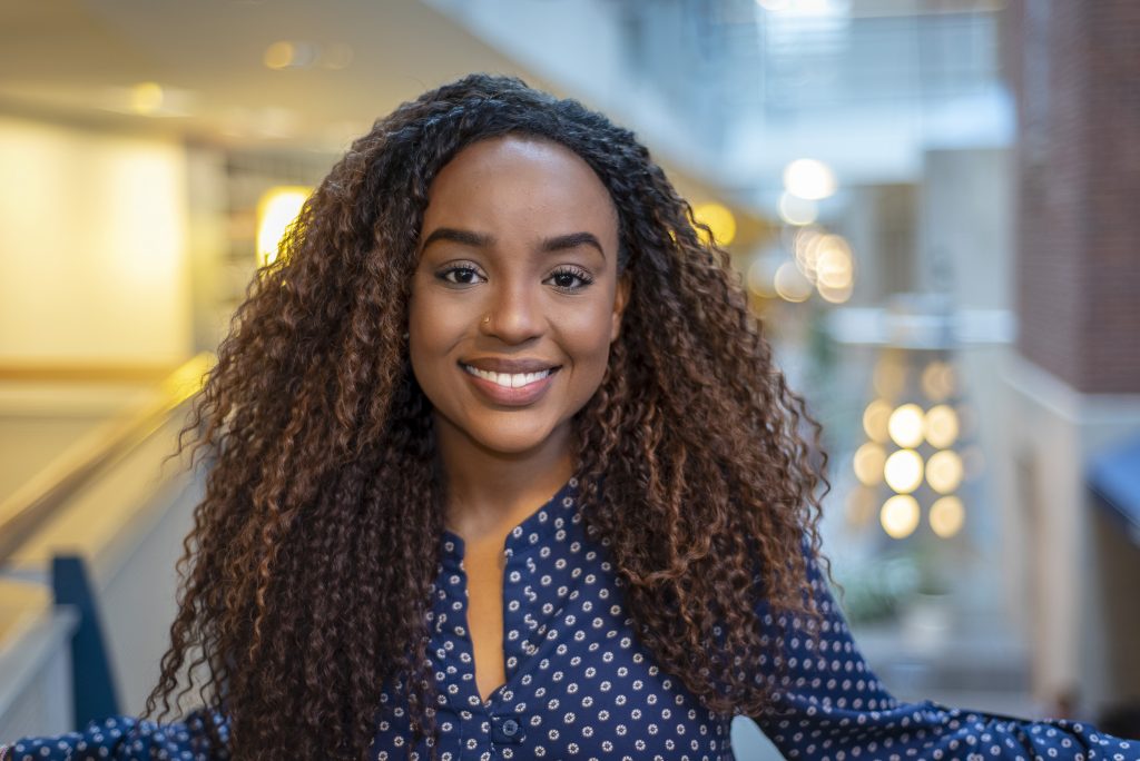 Wanjiku Gatheru '20 (CAHNR) is one of just 62 students nationwide to receive the award, which is presented to undergraduate students who have devoted themselves to public service. (Sean Flynn/UConn Photo)