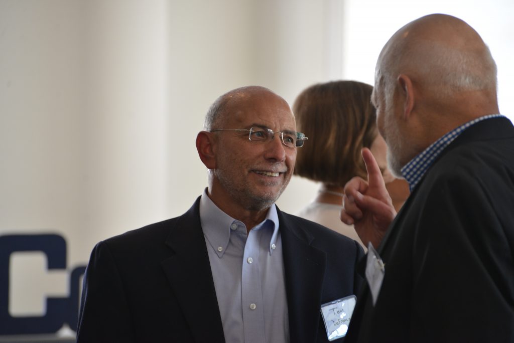 Former Neag School dean Thomas DeFranco attends a 2015 reception honoring former UConn President and Neag School dean Harry Hartley. DeFranco is set to retire June 1 after nearly 28 years at UConn. (Stefanie Dion Jones/Neag School)