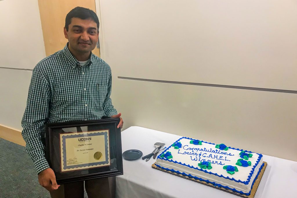 Dr. Easwar Natarajan with the 2019 Charles N. Loeser Award