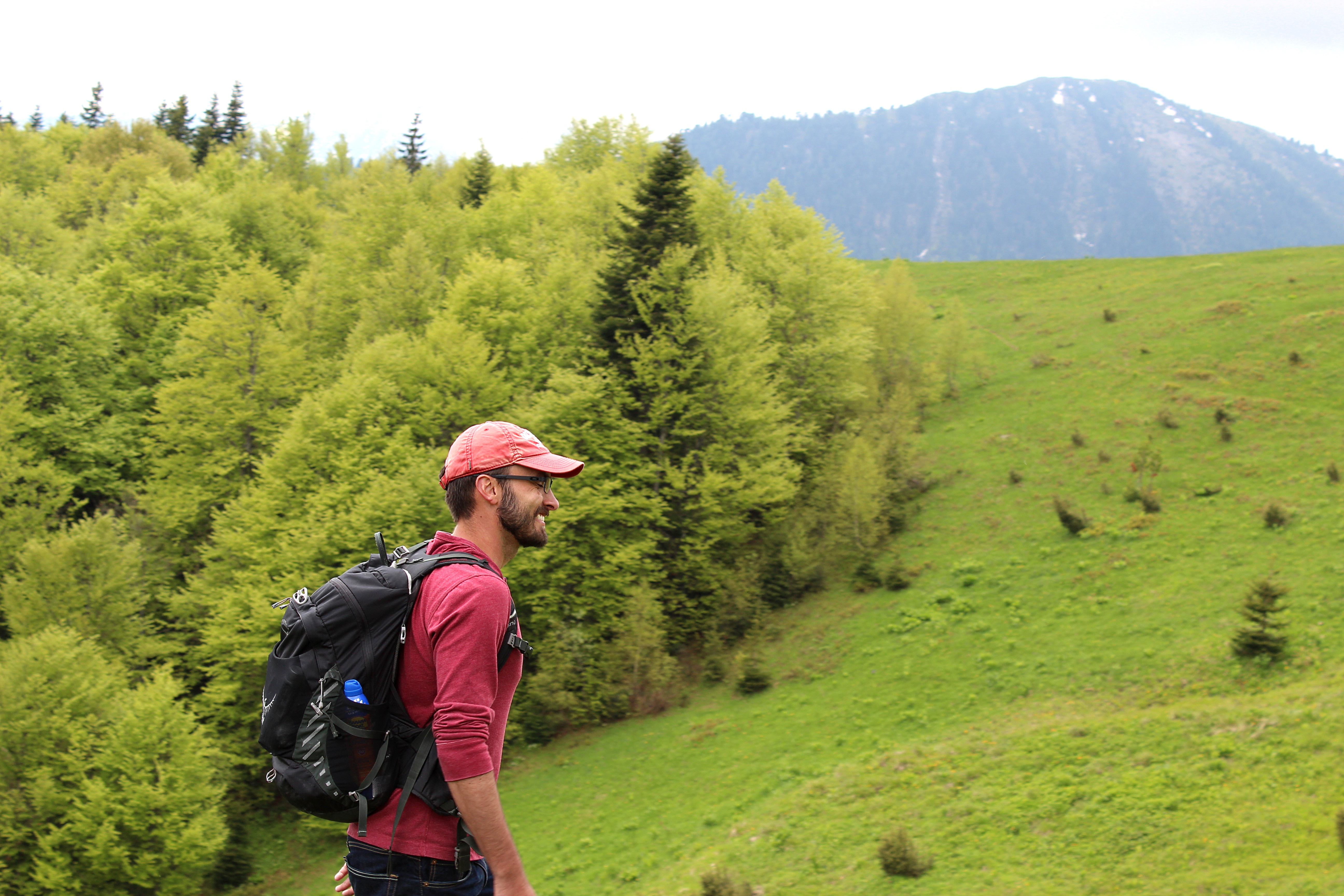 UConn graduate student in archaeology Elic Weitzel walking in the mountains of Kosovo. (Photo by Dukagjin Mehmetaj).