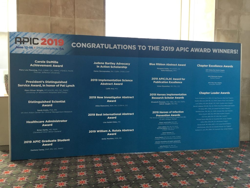 At APIC 2019 Nancy Dupont of UConn Health was honored with a Chapter Leader Award (Photo courtesy of APIC).