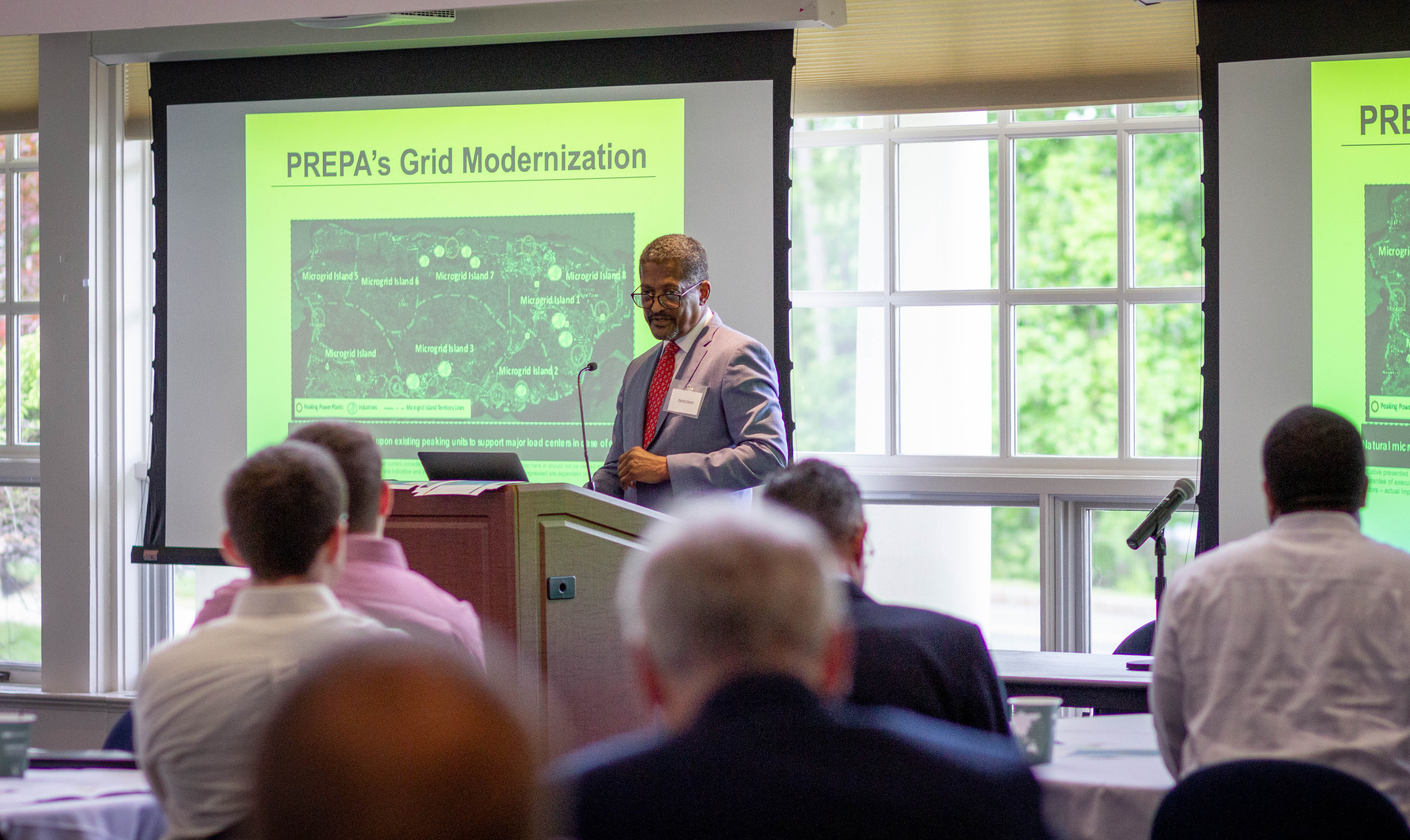 David Owens, retired Executive VP of the Edison Electric Institute at the Eversource Energy Center's Grid Modernization Summit on June 6, 2019. (Christopher Larosa/UConn Photo).
