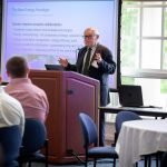 Raymond Petniunas, Managing Principal at Utility Resource Consulting Inc., at the Eversource Energy Center's Grid Modernization Summit on June 6, 2019. (Christopher Larosa/UConn Photo).