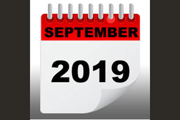 September 2019 calendar page