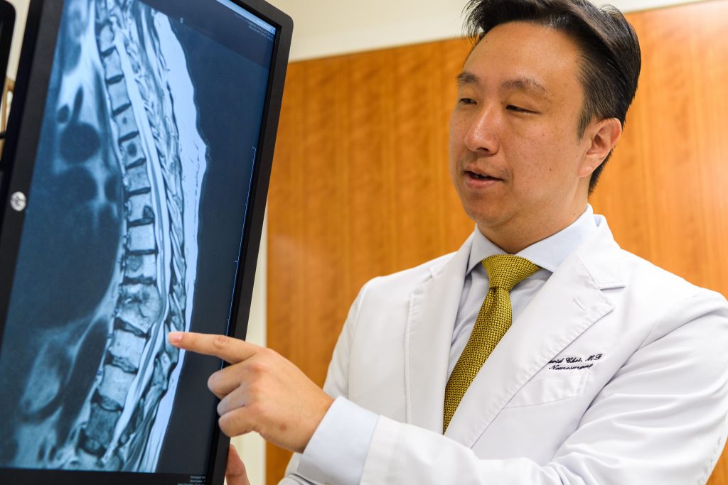 Dr. David Choi is the new spinal oncology surgeon at UConn Health (Peter Morenus/UConn Photo).