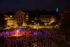 A view of the Convocation ceremony on the Student Union Mall on Aug. 23. (Peter Morenus/UConn Photo)