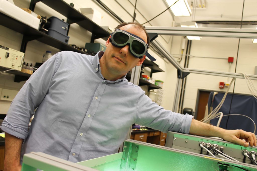 University of Connecticut professor of physics Carlos Trallero is a pioneer in a field of research that uses high-power lasers to investigate atomic and molecular physical phenomena. (Carson Stifel ('21 CLAS)/UConn Photo)