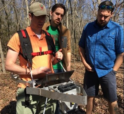 Robert Fahey, assistant professor of forest ecology and management, uses the LIDAR technology to gather data. (Submitted Photo)