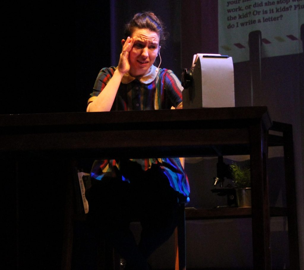 Anna Lindemann as Mona struggles to reconnect with her sister Hennie in The Colony. Photograph by Kelly Daigneault (Dramatic Arts ’22). 