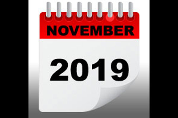 November 2019 calendar image