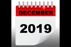 December 2019 calendar image