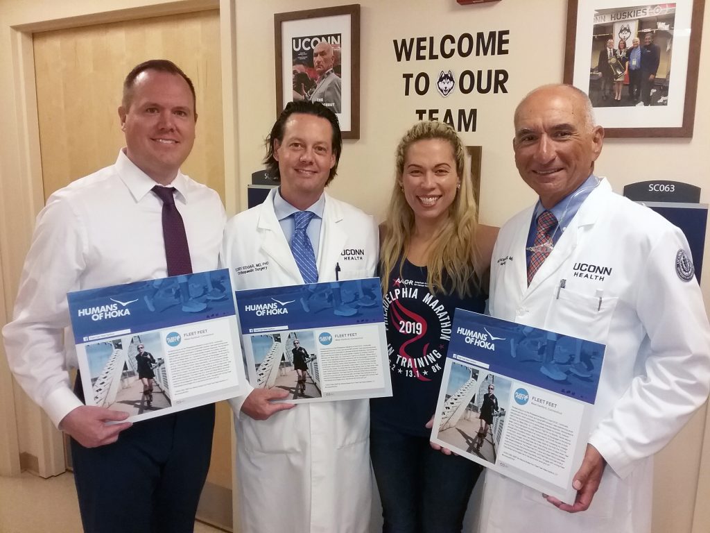 Marisa Boasa with three of her physicians in Storrs