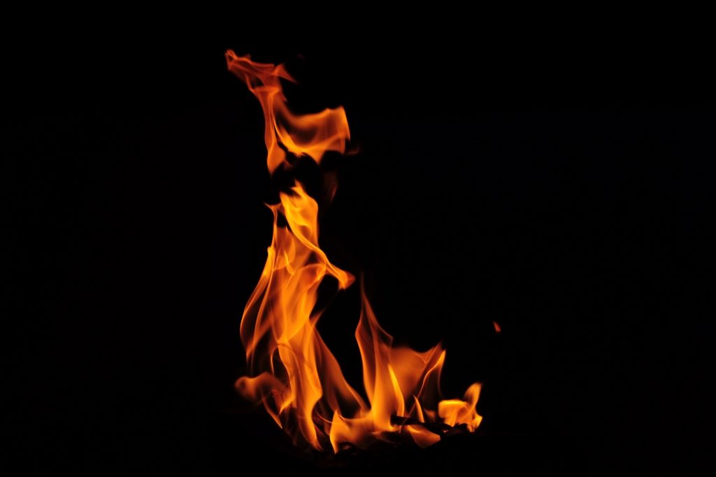 Close-Up Of Bonfire Against Black Background