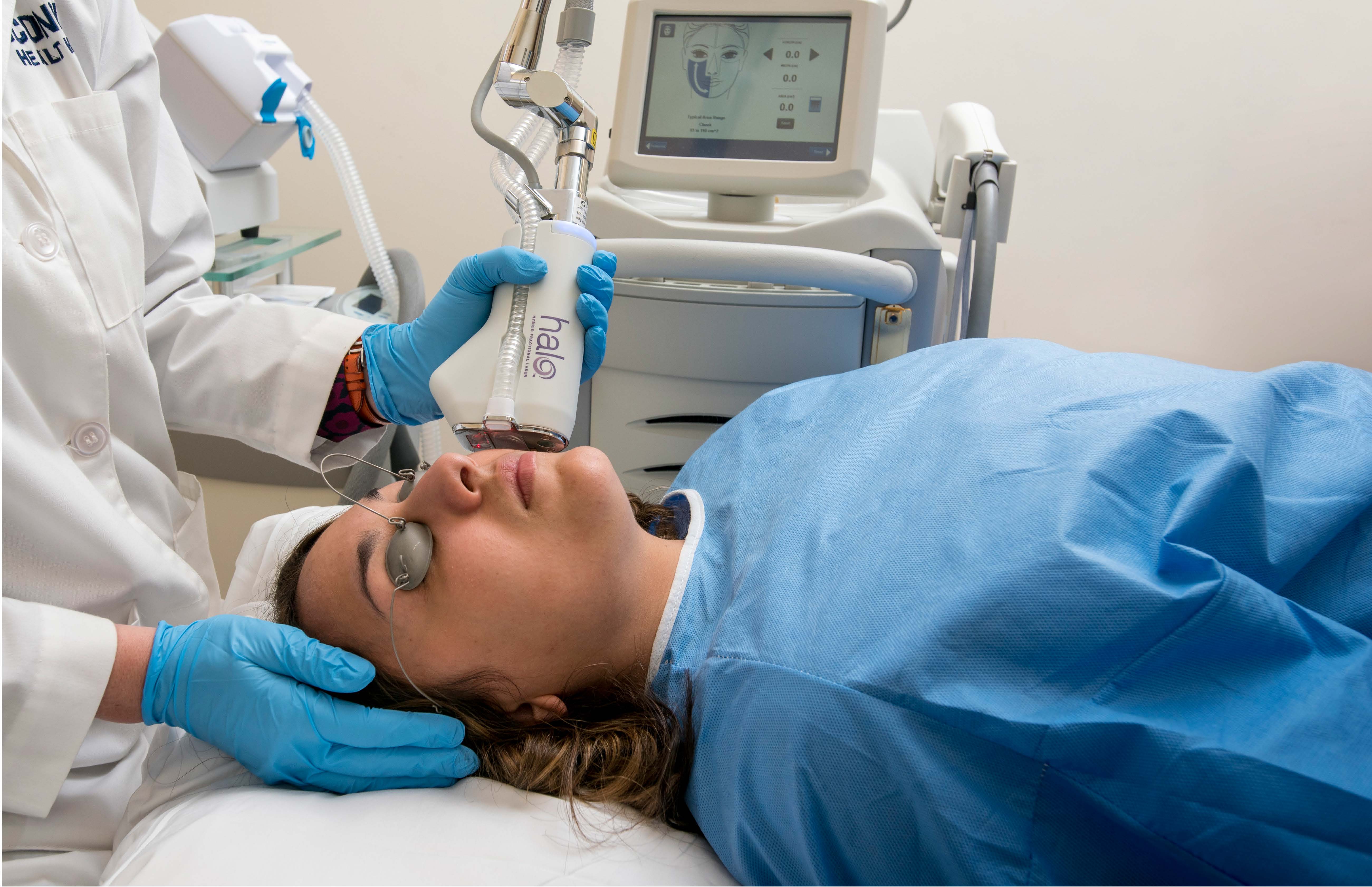 Patient undergoing cosmetic laser surgery