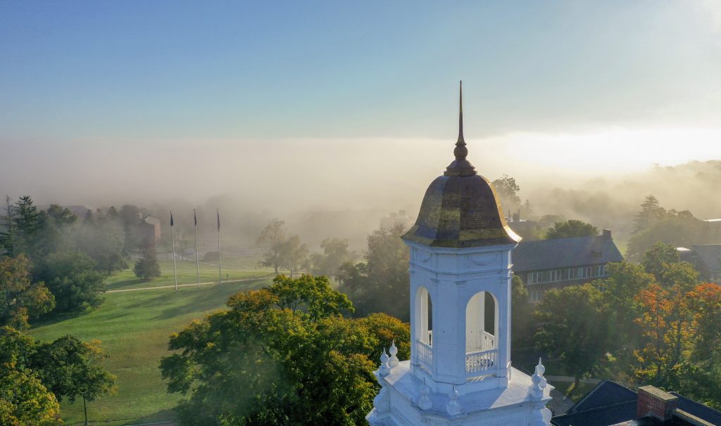 Views of campus with foggy weather. (Tom Rettig/UConn Photo)