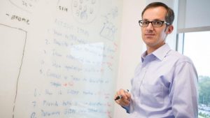 JAX researcher Roel Verhaak at a white board