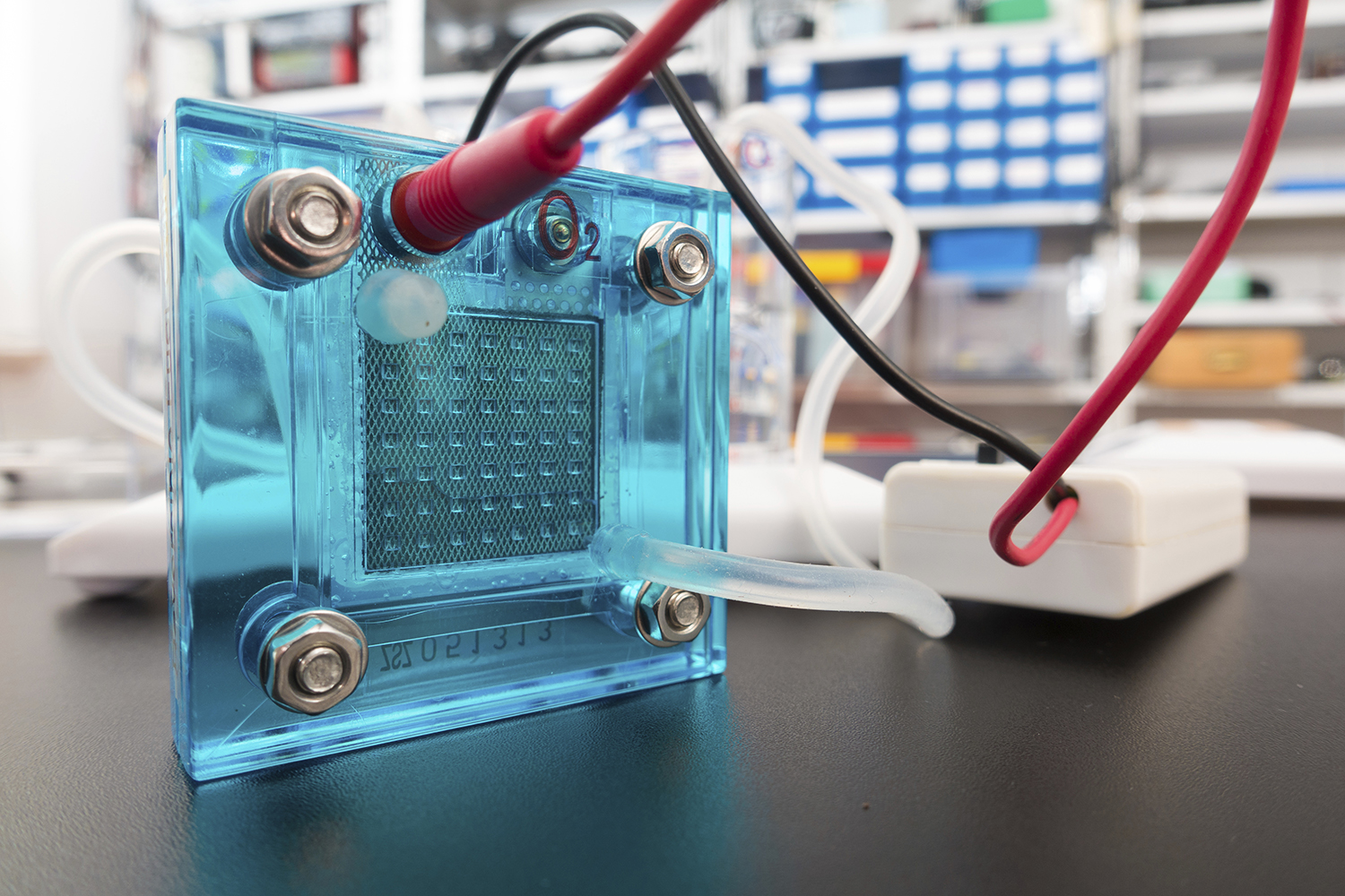 Hydrogen fuel cell, close up.