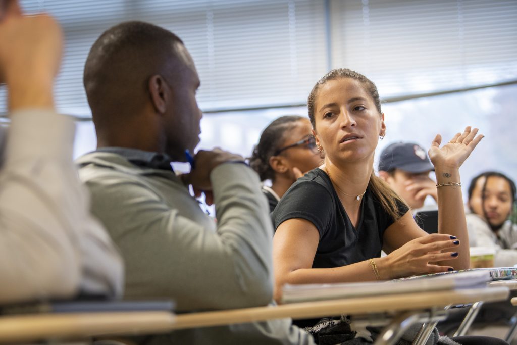 Karen Chammas from Lebanon who is visiting UConn's Sport Management faculty as part of a Global Mentorship Program on Oct. 31, 2019. (Sean Flynn/UConn Photo)