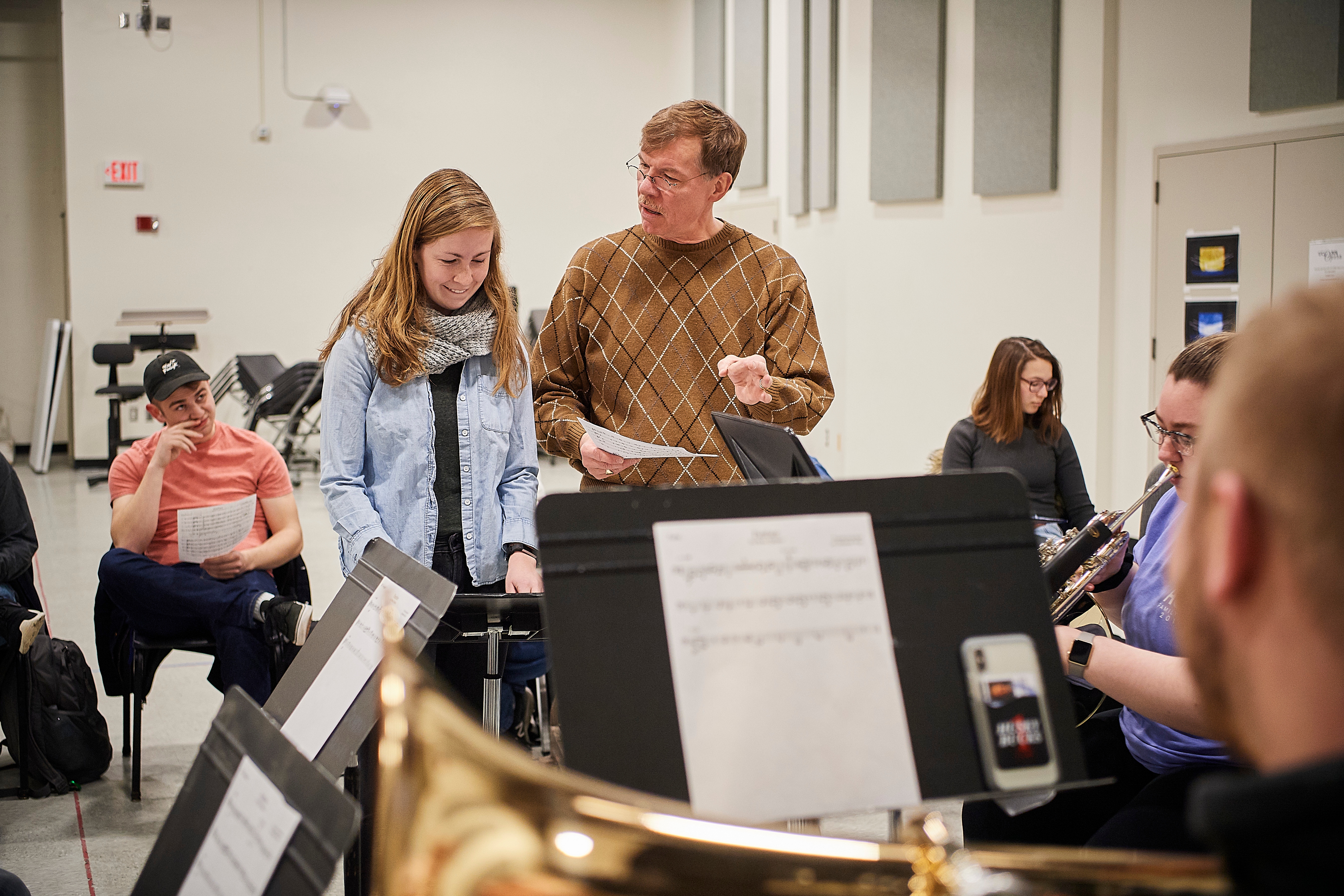 Kenneth Fuchs teaches a music composition class at UConn.