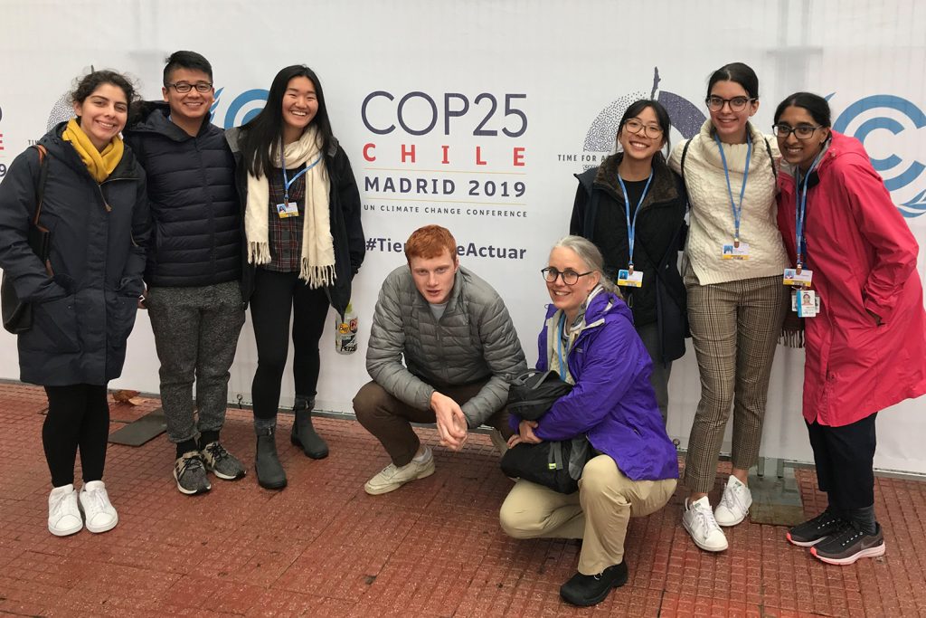 Louanne Cooley and fellow UConn students at COP25 in Madrid
