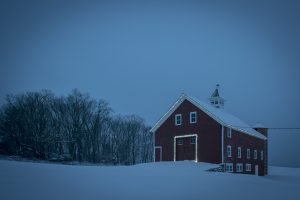 Horsebarn Hill during the first snowstorm of the semester.  Dec. 3, 2019. (Sean Flynn/UConn Photo)