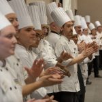 UConn chefs line up before the start of the Boiling Point Competition on Jan. 14, 2020. (Sean Flynn/UConn Photo)