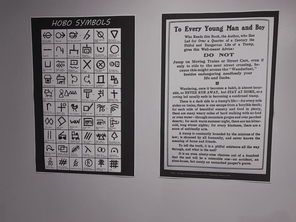 A chart of symbols used by hobos to communicate with each other.