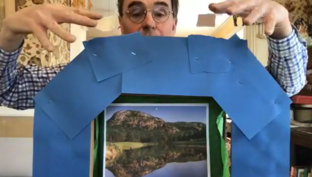 John Bell, director of the Ballard Institute and Museum of Puppetry, turned a cardboard box into a toy theater during an online workshop that can be found at the Ballard website. (Photo courtesy Ballard Institute and Museum of Puppetry)